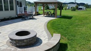 firepit on stone patio