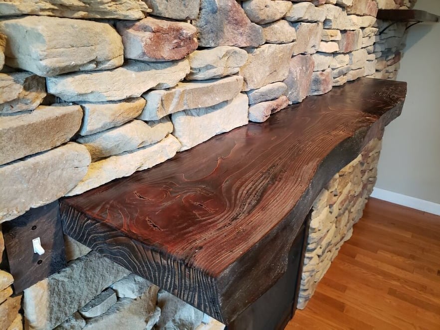 fireplace mantle - stone veneer