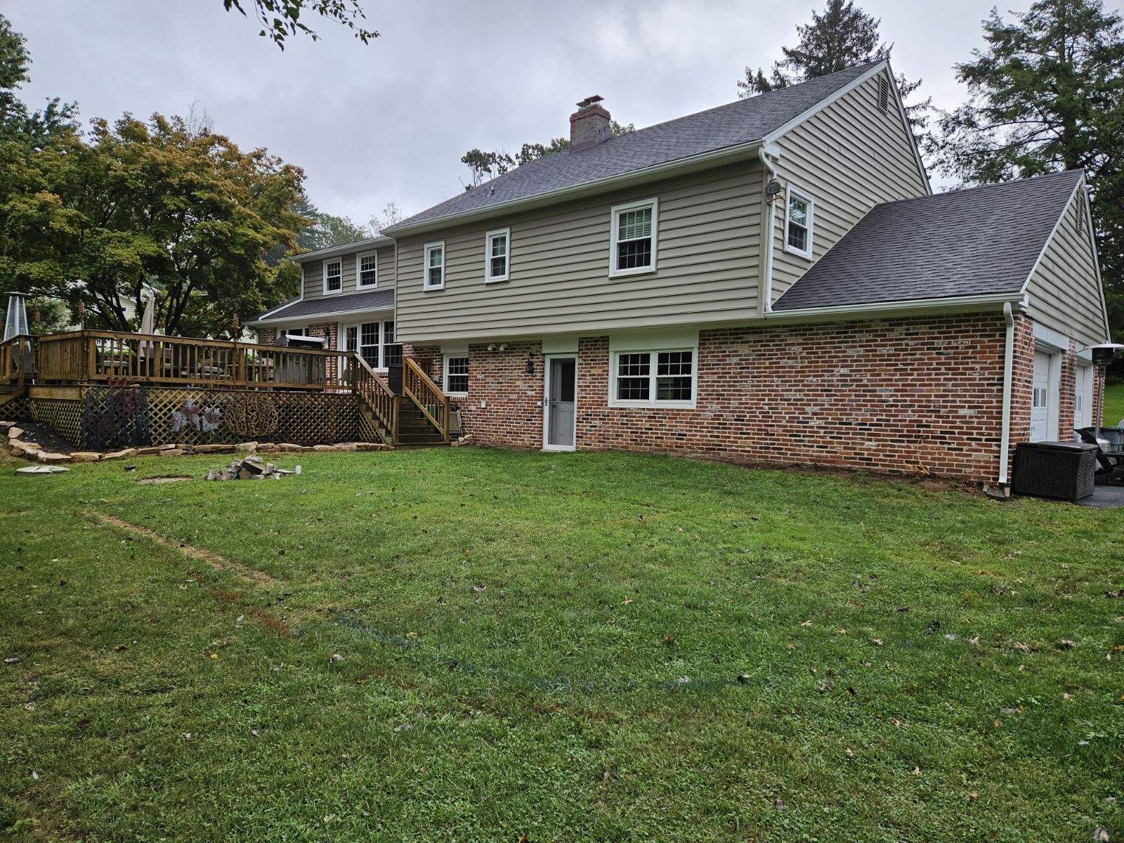 brick house backyard before