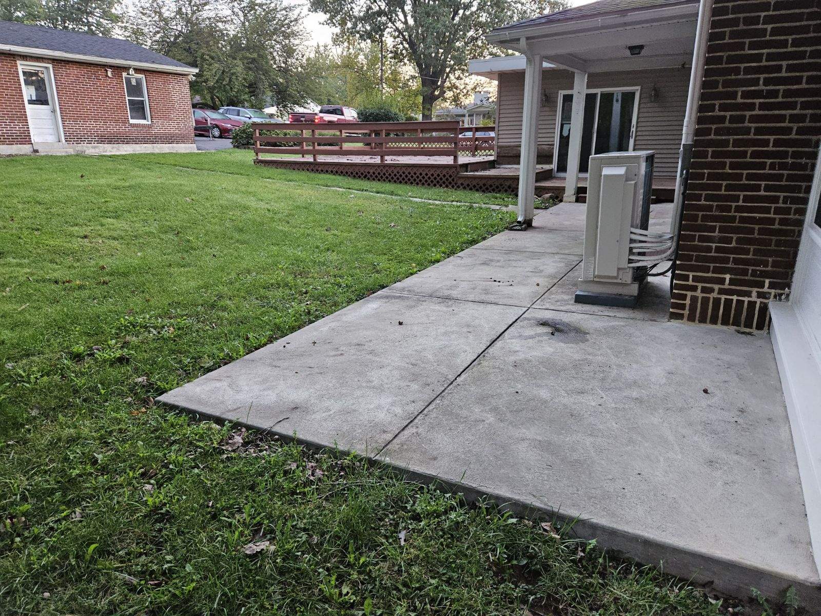 cement mini patio around house before